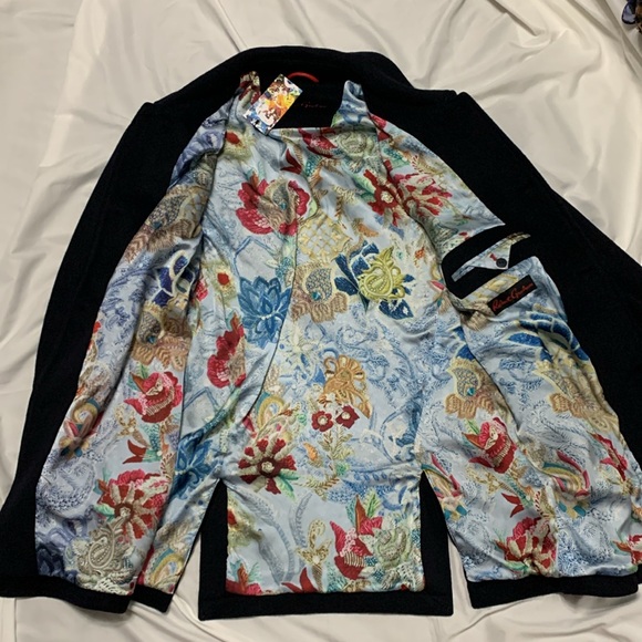 Robert Graham Navy Wool Pea Coat M - Picture 7 of 12